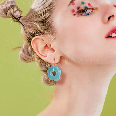 6 Pairs 6 Colors Cute Acrylic Flower Dangle Hoop Earrings(EJEW-AN0003-47)-6