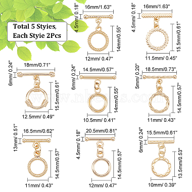 16Pcs 8 Styles Rack Plating Brass Toggle Clasps(KK-AR0002-58)-2
