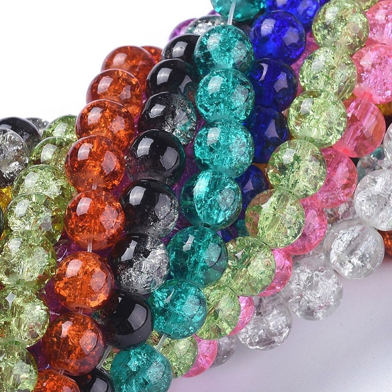 Round Crackle Glass Beads Mixed Color 8mm Hole 1 3~1 6mm