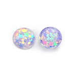 Transparent Resin Cabochons, with Glitter, Flat Round/Dome, Medium Purple, 1.2x0.55cm(DIY-WH0321-29D)