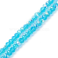 Electroplate Transparent Glass Beads Strands, AB Color Plated, Faceted, Rondelle, Light Blue, 5.5x4mm, Hole: 1mm, about 100pcs/strand, 17.01''(43.2cm)(EGLA-K015-07A)