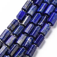 Natural Lapis Lazuli Beads Strands, Faceted, Column, 8~11x6~8x5~7mm, Hole: 1mm, about 15~17pcs/strand, 7.28~7.48 inch(G-S345-8x11-002)