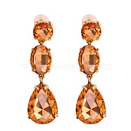 Sparkling Waterdrop Shaped Colorful Rhinestone Earrings for Women - Fashionable and Unique, Coral, size 1(ST8979528)