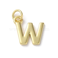 Rack Plating Brass Pendants, Cadmium Free & Lead Free, Long-Lasting Plated, Real 18K Gold Plated, Letter W, 12x12.5x1.5mm, Hole: 3.2mm(KK-P245-06G-W)
