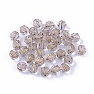 Czech Glass Beads, with Gold Wash, Pumpkin/Round Melon, Light Grey, 8mm, Hole: 0.8mm, about 140pcs/bag, 95~100g/bag(GLAA-L025-B01)