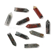 Natural African Bloodstone Pointed Pendants, Faceted, Bullet, 30~33x8~9mm, Hole: 1.4~1.6mm(G-D460-01T)