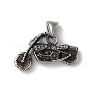 304 Stainless Steel Pendants, Motorbike Charm, Antique Silver, 22x35x8.5mm, Hole: 8x3.5mm(STAS-D014-22AS)