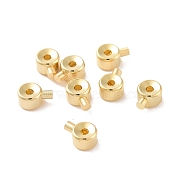 925 Sterling Silver Crimp Beads, Loose Spacer Beads, Stopper Crimp Charms, Flat Round, Real 18K Gold Plated, 4x3x2mm, Hole: 0.8mm, pin: 1mm(STER-D035-01G)