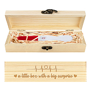 Rectangle Wooden Pregnancy Test Keepsake Box with Lock, Baby Annouced Engraved Case for Grandparents Dad Aunt and Uncle, Blanched Almond, Heart, 20x5x3cm(CON-WH0103-004)
