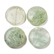 Green Watermelon Stone Glass Beads, Flat Round, 35~36.5x7.5mm, Hole: 1.2mm(G-B070-17B)