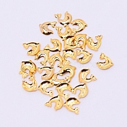 Alloy Cabochons, Epoxy Resin Supplies Filling Accessories, for Resin Jewelry Making, Cadmium Free & Lead Free, Dolphins Shape, Golden, 5x5x0.5mm(PALLOY-WH0068-24G-RS)