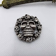 Halloween Skull Zinc Alloy Collision Rivets, Semi-Tublar Rivet, for Belt Clothes Purse Handbag Leather Craft DIY Handmade Accessories, Antique Silver, 29mm(PW-WG30708-01)