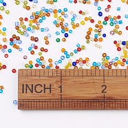 12/0 Glass Seed Beads, Transparent, Round, Mixed Color, 2~2.5x1~2mm, Hole: 0.7~1mm, about 30000pcs/pound(SEED-A004-2mm)