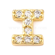 Rack Plating Brass Micro Pave Cubic Zirconia Cabochons, Cadmium Free & Lead Free, Long-Lasting Plated, Real 18K Gold Plated, Letter I, 5x5x2mm(KK-F874-04G-I)