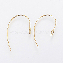 Ion Plating(IP) 304 Stainless Steel Earring Hooks, Ear Wire, with Vertical Loop, Golden, 25x14x4mm, Hole: 3mm, Pin: 0.7mm(X-STAS-F148-05G)