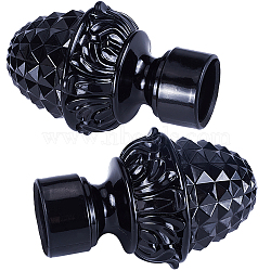 Plastic Curtain Rod Heads, Round Drapery Pole Finials, Black, 96x63mm, Hole: 27.5x29mm(FIND-WH0417-41A)