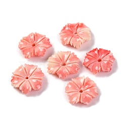 Synthetic Shell Dyed Beads, Flower, Light Salmon, 12x12.5x3mm, Hole: 1.2mm(SHEL-C007-04D)
