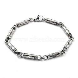 304 Stainless Steel Column Link Chain Bracelet, Stainless Steel Color, 8-7/8 inch(22.5cm)(BJEW-Z023-15P)