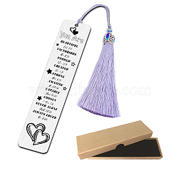 Unicraftale Stainless Steel Bookmarks, with Nylon Tassel Big Pendant Decorations, Heart, 125x56mm, 1pc(AJEW-UN0001-81H)