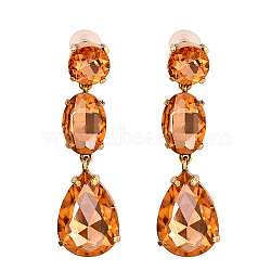 Sparkling Waterdrop Shaped Colorful Rhinestone Earrings for Women - Fashionable and Unique, Coral, size 1(ST8979528)