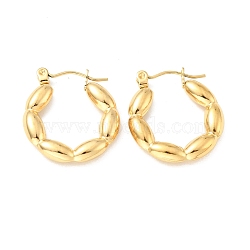 Ion Plating(IP) 304 Stainless Steel Oval Wrap Hoop Earrings for Women, Golden, 22x20x4mm, Pin: 0.7mm(EJEW-A076-04G)
