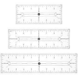 3Pcs 3 Style Acrylic Quilting Template, Cutting Guide, Sewing Tools, Rectangle, Clear, 64x154~255x4mm, Hole: 3~3.5mm & 19x3mm, 1pc/style(DIY-WH0568-39)