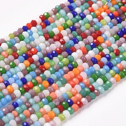 Imitation Jade Glass Beads Strands, Faceted, Rondelle, Mixed Color, 2x1mm, Hole: 0.7mm, about 196pcs/strand, 12.99 inch(33cm)(GLAA-E415-01A)