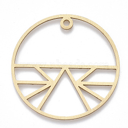 Aluminium Big Pendants, Laser Cut Big Pendants, Flat Round, Golden, 50x1mm, Hole: 3mm(ALUM-T001-65G)