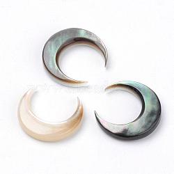 Black Lip Shell Cabochons, Moon, Black, 12x11.5x2mm(SHEL-S267-04A)