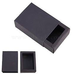 Kraft Paper Drawer Box, Folding Box, Drawer Box, Rectangle, Black, 11.2x8.2x4.2cm, 20pcs/set(CON-YW0001-03B-B)