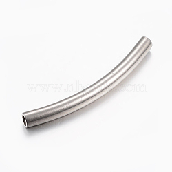 304 Stainless Steel Tube Beads, Curved Tube Noodle Beads, Curved Tube, Stainless Steel Color, 53x5mm, Hole: 4mm(STAS-K172-01P)