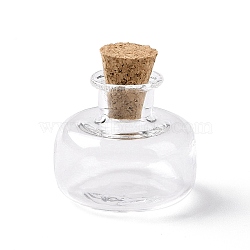 Miniature Glass Bottles, with Cork Stoppers, Empty Wishing Bottles, for Dollhouse Accessories, Jewelry Making, Clear, 23x20mm(GLAA-H019-04A)