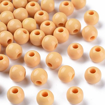 Opaque Acrylic Beads, Round, Navajo White, 11.5x10.5mm, Hole: 4mm, about 566pcs/500g