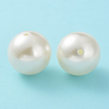 Imitated Pearl Acrylic Beads, Round, Creamy White, 30mm, Hole: 3.5mm, about 35pcs/500g