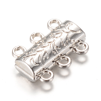 Alloy Magnetic Clasps with Loops, Platinum,14x19x6mm, Hole: 2mm