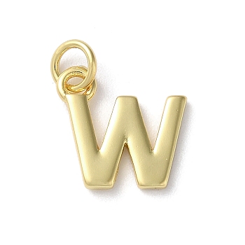 Rack Plating Brass Pendants, Cadmium Free & Lead Free, Long-Lasting Plated, Real 18K Gold Plated, Letter W, 12x12.5x1.5mm, Hole: 3.2mm