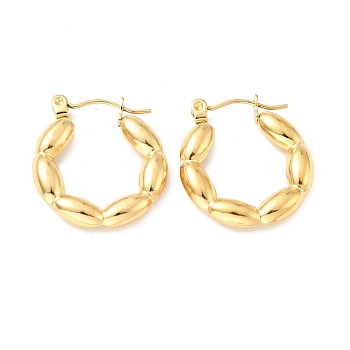 Ion Plating(IP) 304 Stainless Steel Oval Wrap Hoop Earrings for Women, Golden, 22x20x4mm, Pin: 0.7mm