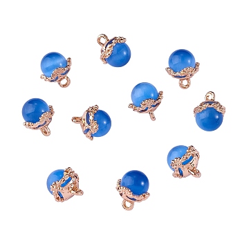 10Pcs Gemstone Charm Pendant Crystal Quartz Healing Natural Stone Pendants Buckle for Jewelry Necklace Earring Making Cra, Blue, 9.5mm, Hole: 2.5mm