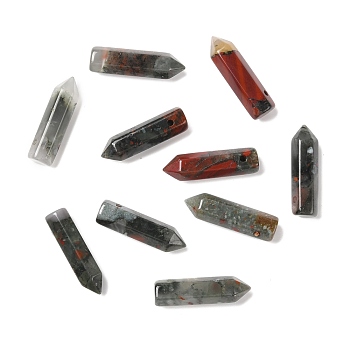 Natural African Bloodstone Pointed Pendants, Faceted, Bullet, 30~33x8~9mm, Hole: 1.4~1.6mm