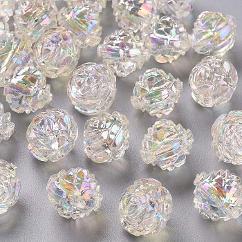 Transparent Acrylic Beads, AB Color, Flower, Clear, 18x16.5mm, Hole: 2.5mm, about 228pcs/500g