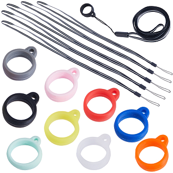 Rubber Lanyard Straps, with Silicone Pendant, Mixed Color