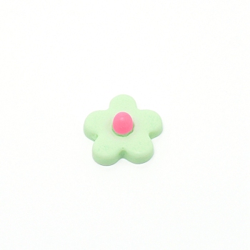 Opaque Resin Cabochons, Flower, Pale Green, 23x23x9mm