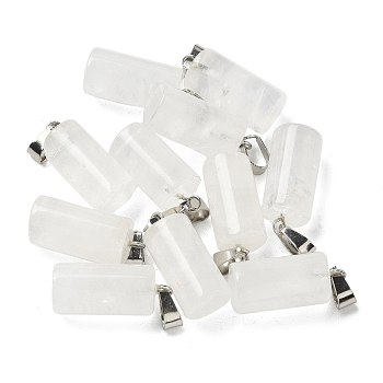 Natural Quartz Crystal Pendants, with 201 Stainless Steel Finding, Column, 25x10mm, Hole: 4x7mm