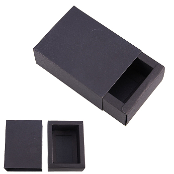 Kraft Paper Drawer Box, Folding Box, Drawer Box, Rectangle, Black, 11.2x8.2x4.2cm, 20pcs/set
