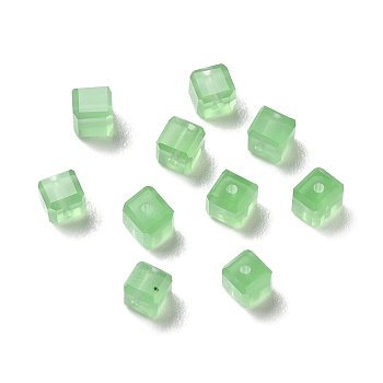 K9 Glass Imitation Austrian Crystal Beads, Faceted, Suqare, Light Green, 4x4x4mm, Hole: 0.9mm