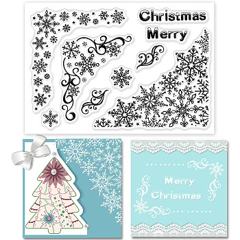 PVC Plastic Stamps, for DIY Scrapbooking, Photo Album Decorative, Cards Making, Stamp Sheets, Snowflake Pattern, 16x11x0.3cm