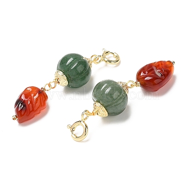 Natural Green Aventurine & Natural Agate Pendant Decorations(G-G008-09G)-3
