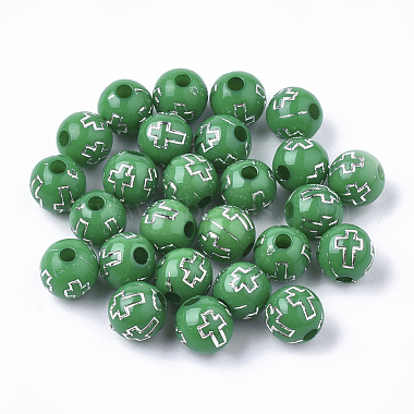 8mm Green Round Acrylic Beads