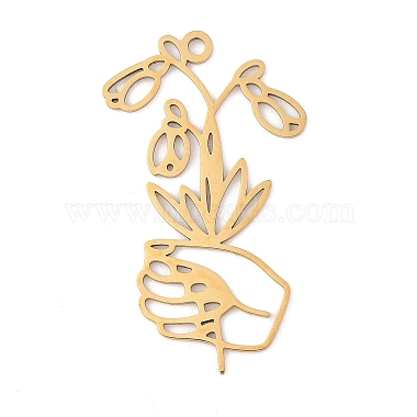 Real 18K Gold Plated Flower 304 Stainless Steel Pendants