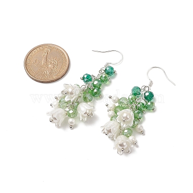 Shell Pearl & Plastic & Glass Flower Dangle Earrings(EJEW-TA00193)-4